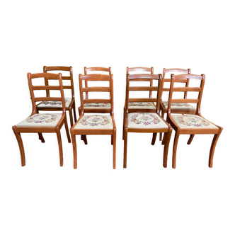 Suite of 8 English-style chairs with points