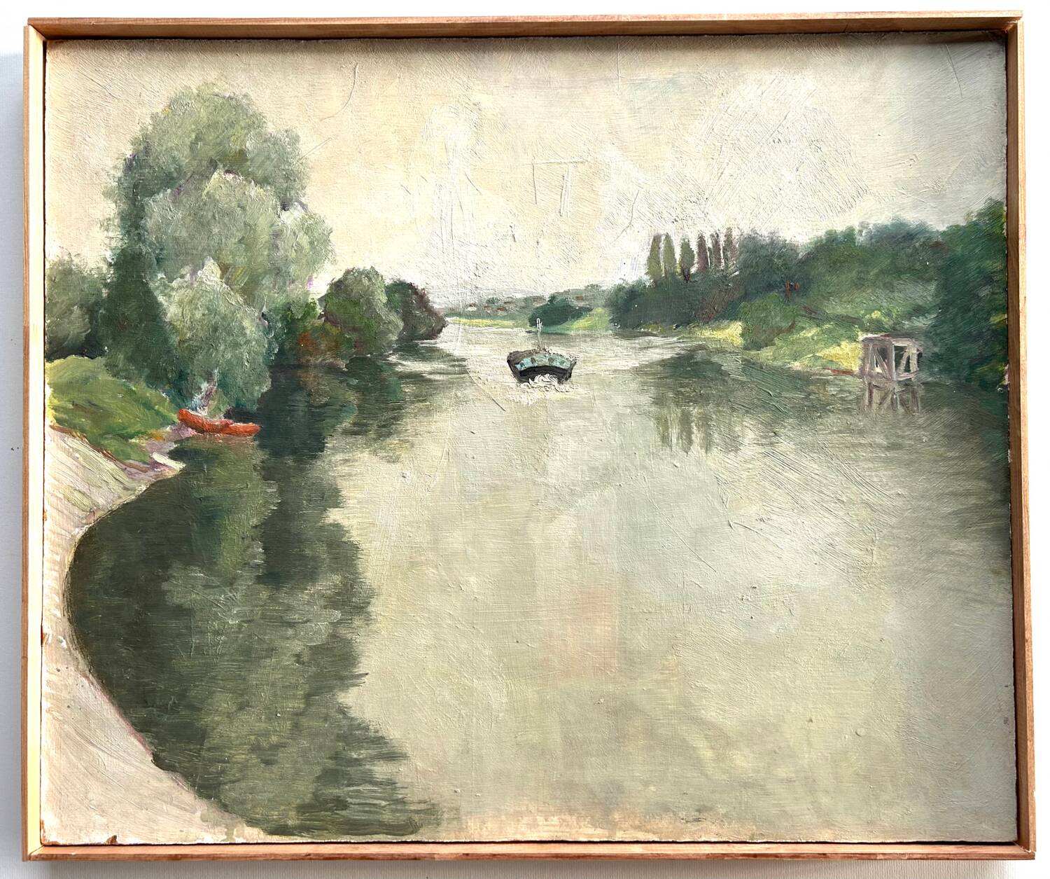 La Seine vers Marly de M. Tassart vers 1950. Huile sur panneau.