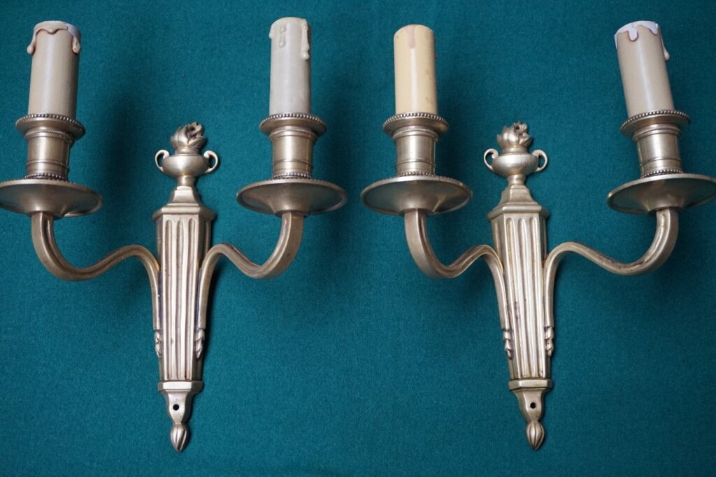 Pair of bronze wall sconces
