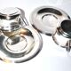 Set of 2 coffee cups Antique ribbons in silver metal Goldsmith Weinthal Georges