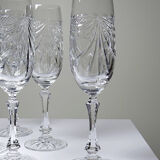 Set de 6 flûtes à champagne en cristal de Lorraine taillé main