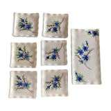6 plates carrrees and rectangular dish matching dessert of the 50s