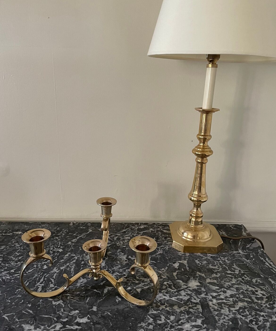 Gilded brass chandelier