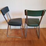 Set of two vintage industrial Ronéo chairs