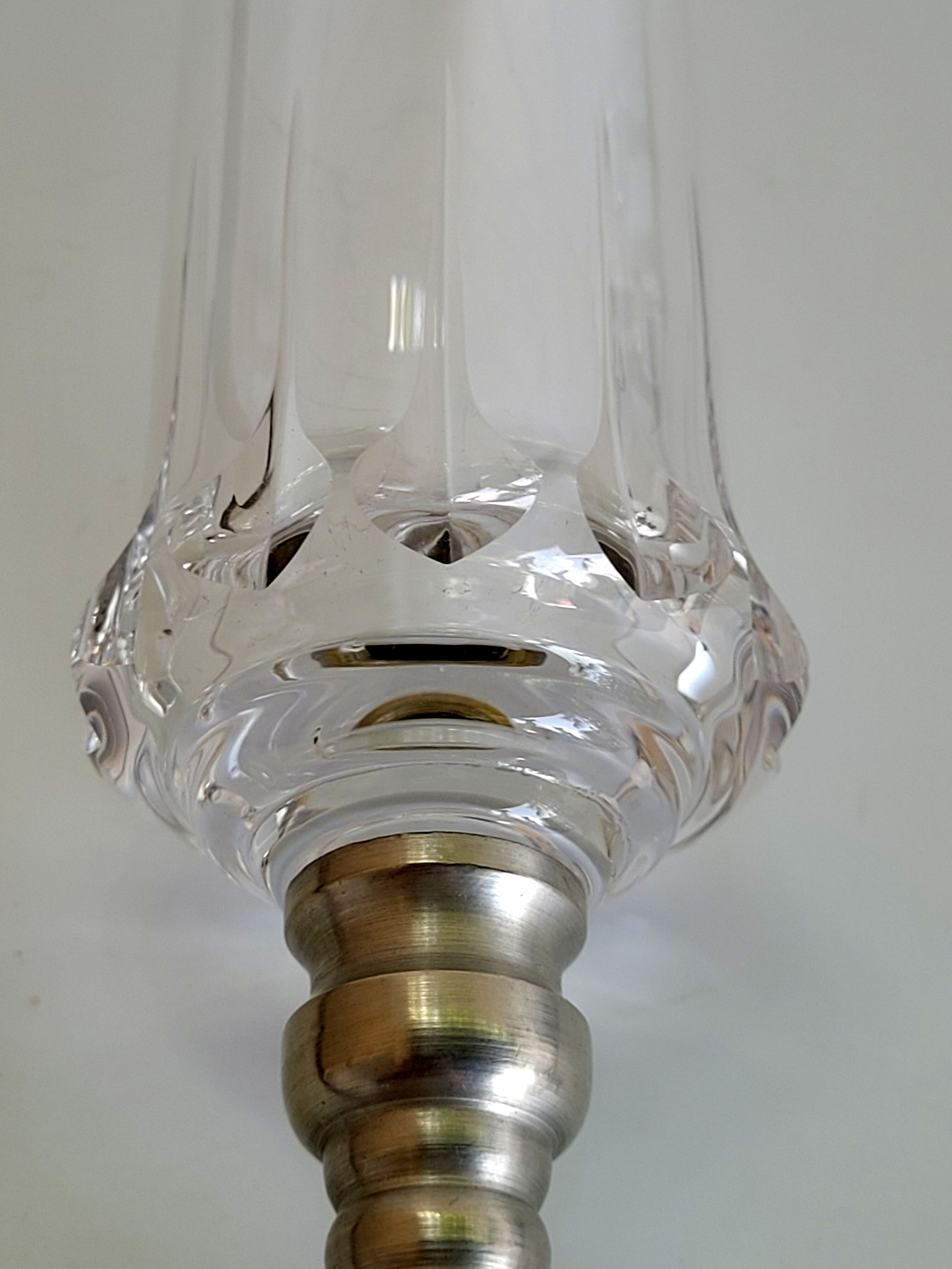 Series of six crystal champagne flute glass with tin foot