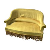 Canapé fauteuil crapaud velours jaune