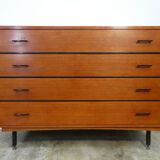 Vintage 1950s teak chest of drawers in metal
