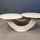 Table basse vintage à deux niveaux en travertin, années 1970
