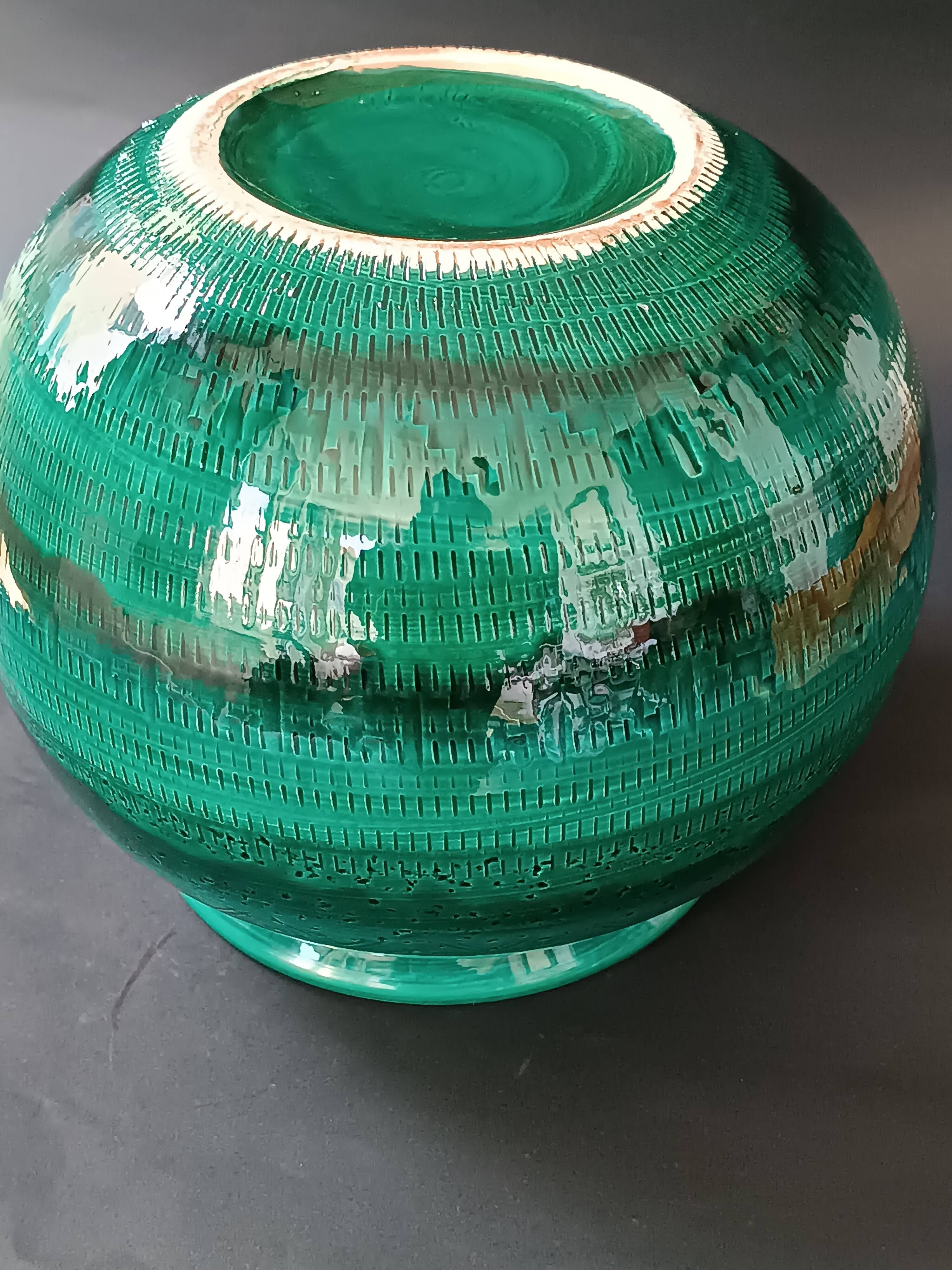 Round ceramic planter Rimini Bright Green Aldo Londi Bitossi 1970