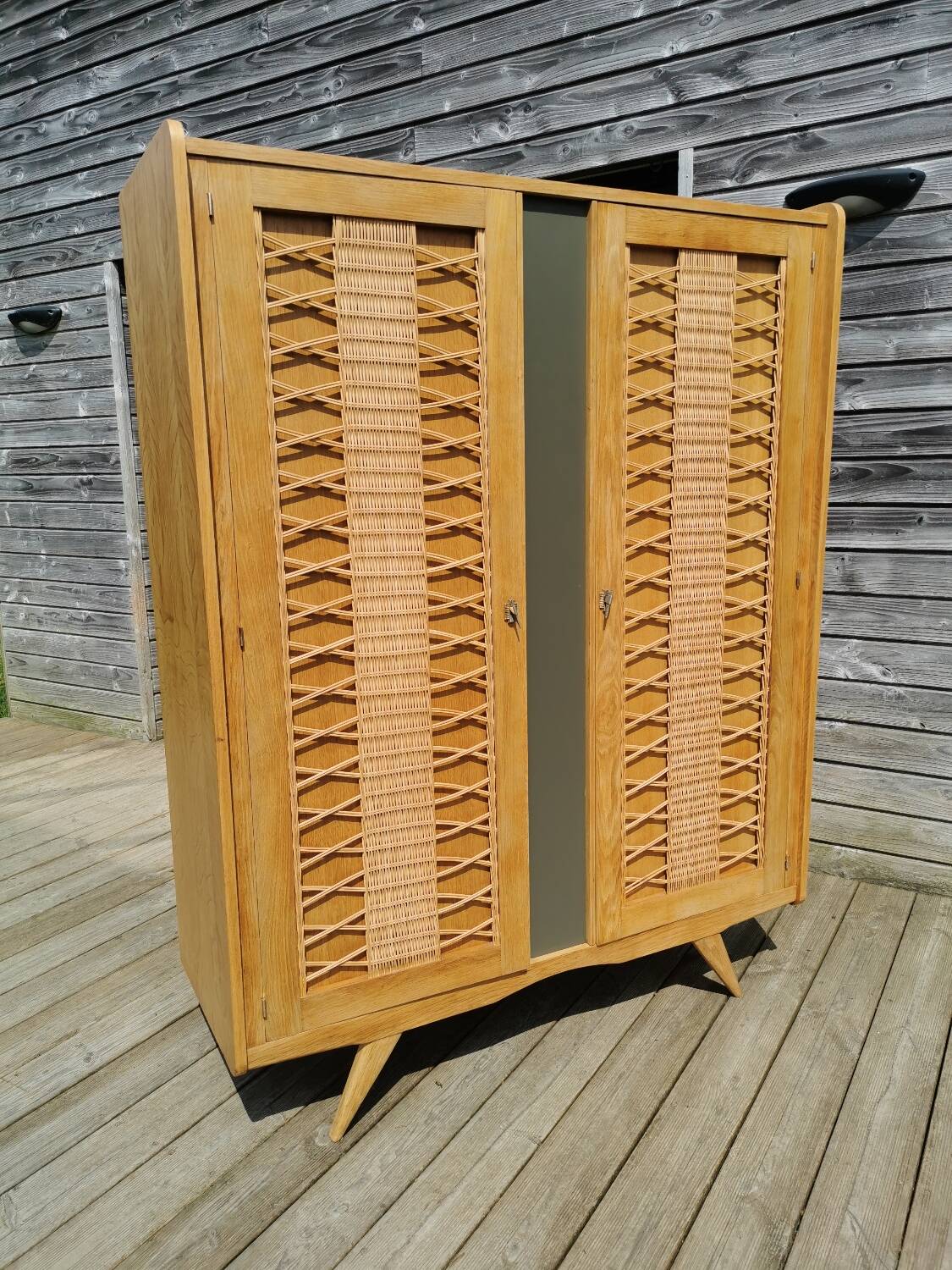 Oak and Rattan wardrobe
