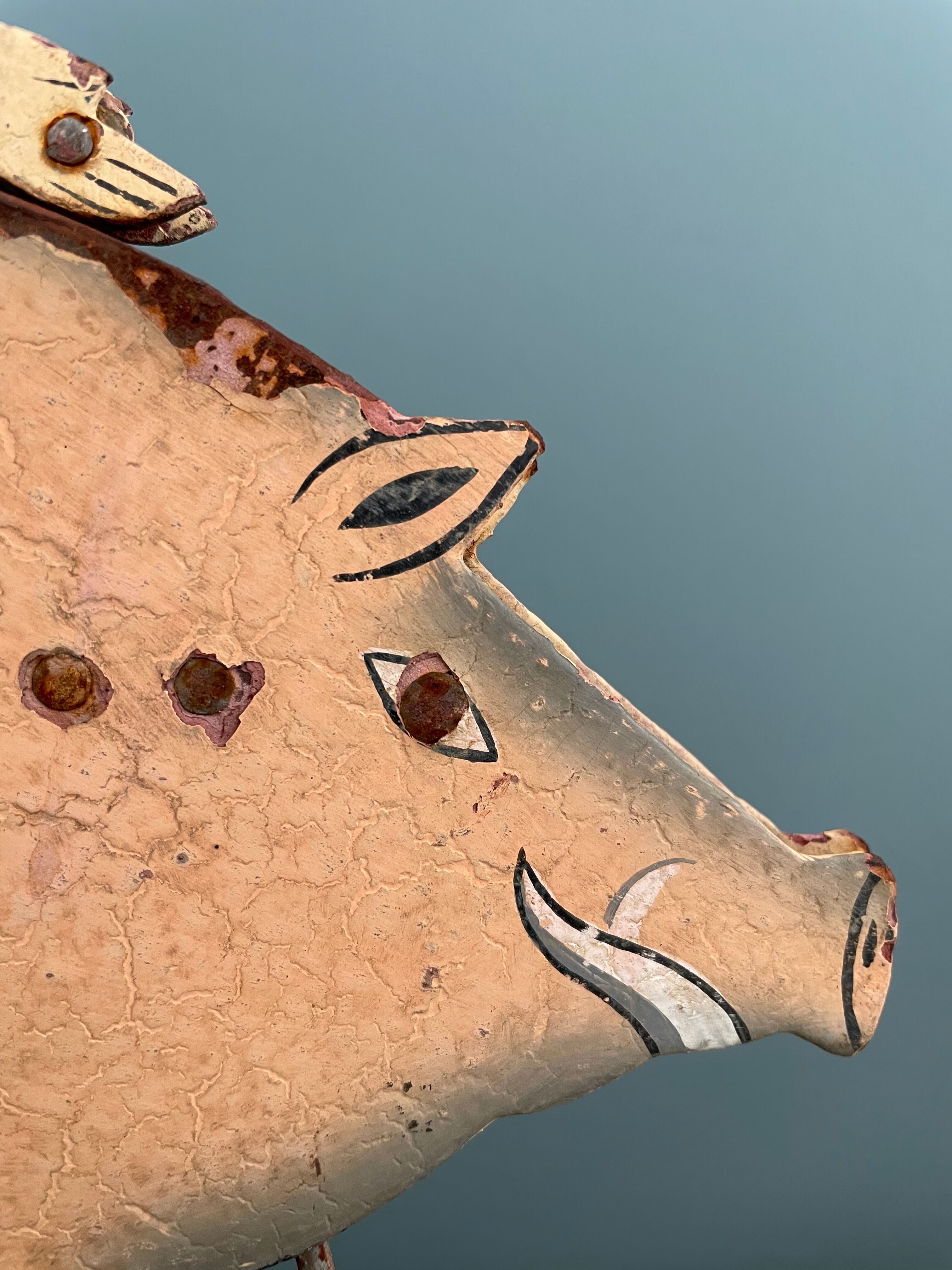 Old hand-painted metal pull toy