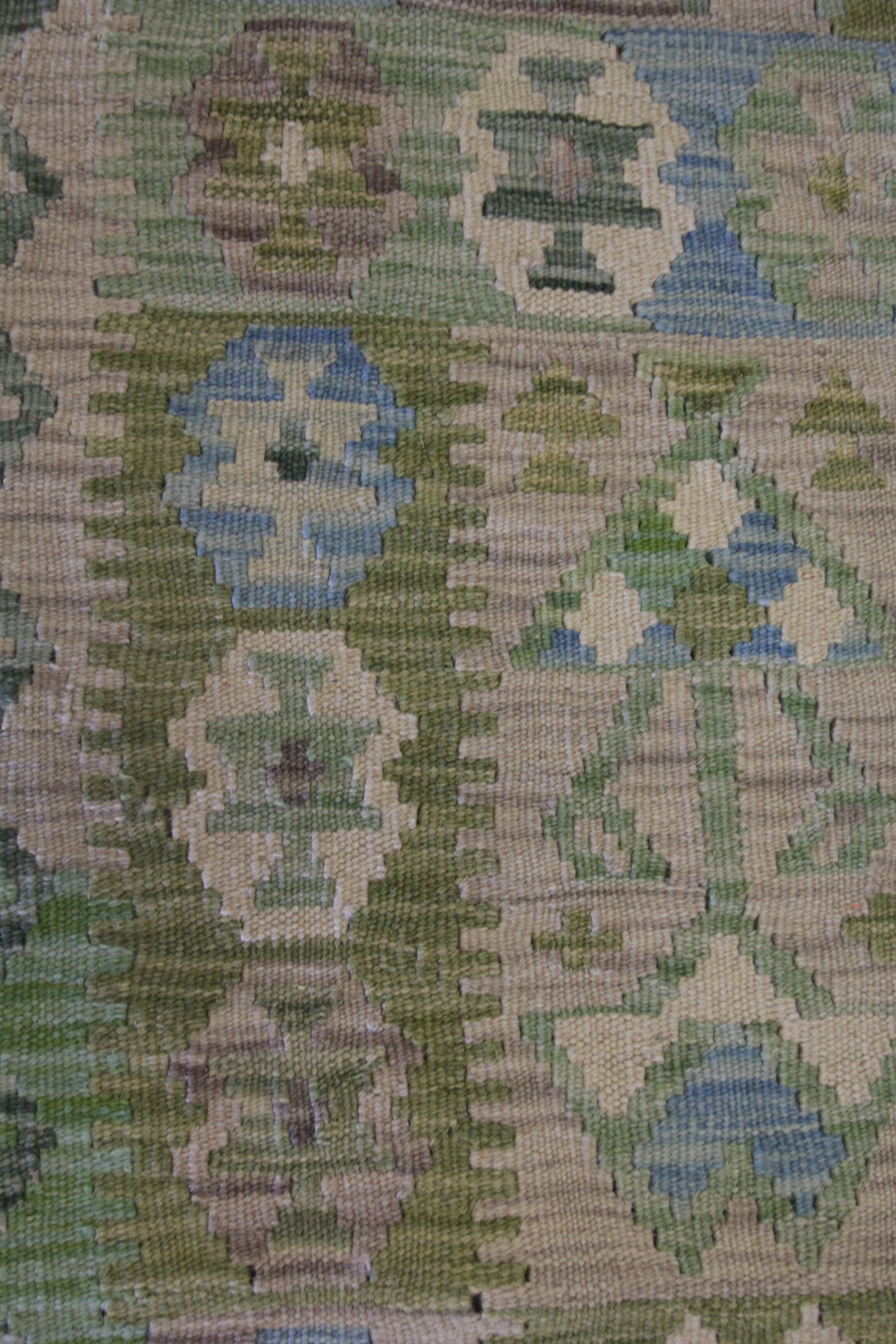 Laine verte Afghan Kilim Traditionnel Géométrique Tissé à plat Tapis fait à la main - 80x120cm