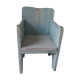 Vintage children's armchair in wood in its blue pearl grey juice, waxed finish