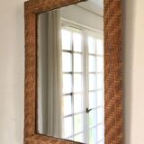 Miroir cadre rotin tressé 1970 39x54cm