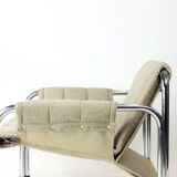 Lounge chair by viliam chlebo in chrome and linen, kodreta 1979