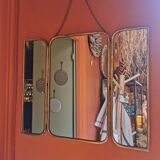 Solid brass triptych barber mirror