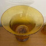 Old Punch Service Style BIOT Bucket + 8 Vintage Orange Bubble Glass Cups