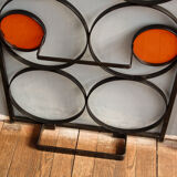 70s design, wrought iron, orange glass