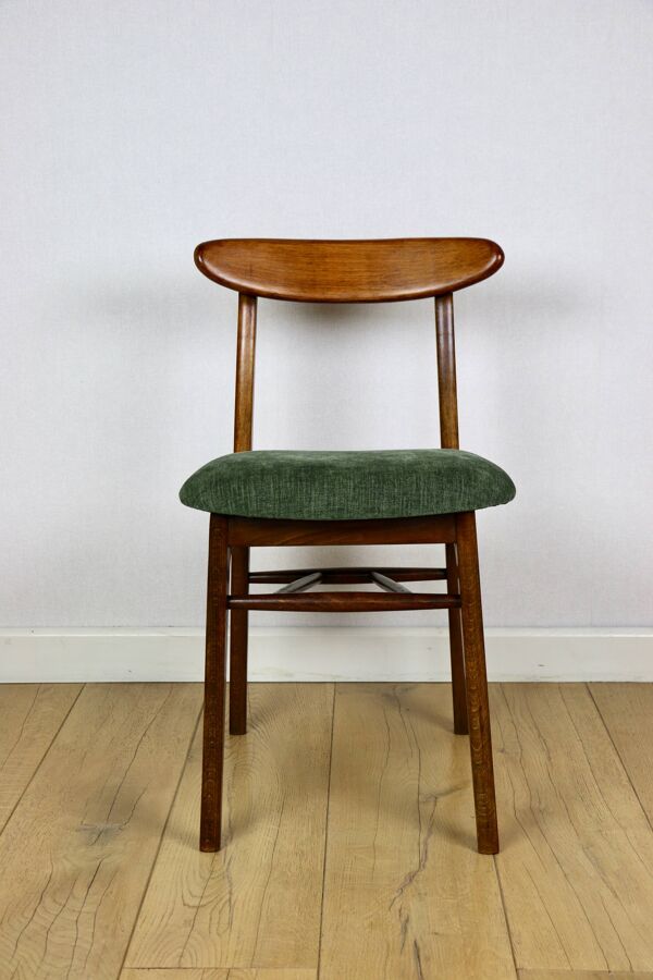 Chaise Vintage Hałas verte - dossier en bois