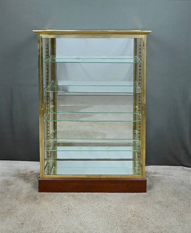 Brass display cabinet with a mirrored back – early 20th century