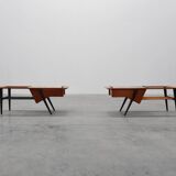 2 Coffee Tables '210', teak wood and ceramic,by Alfred Hendrickx, Belform