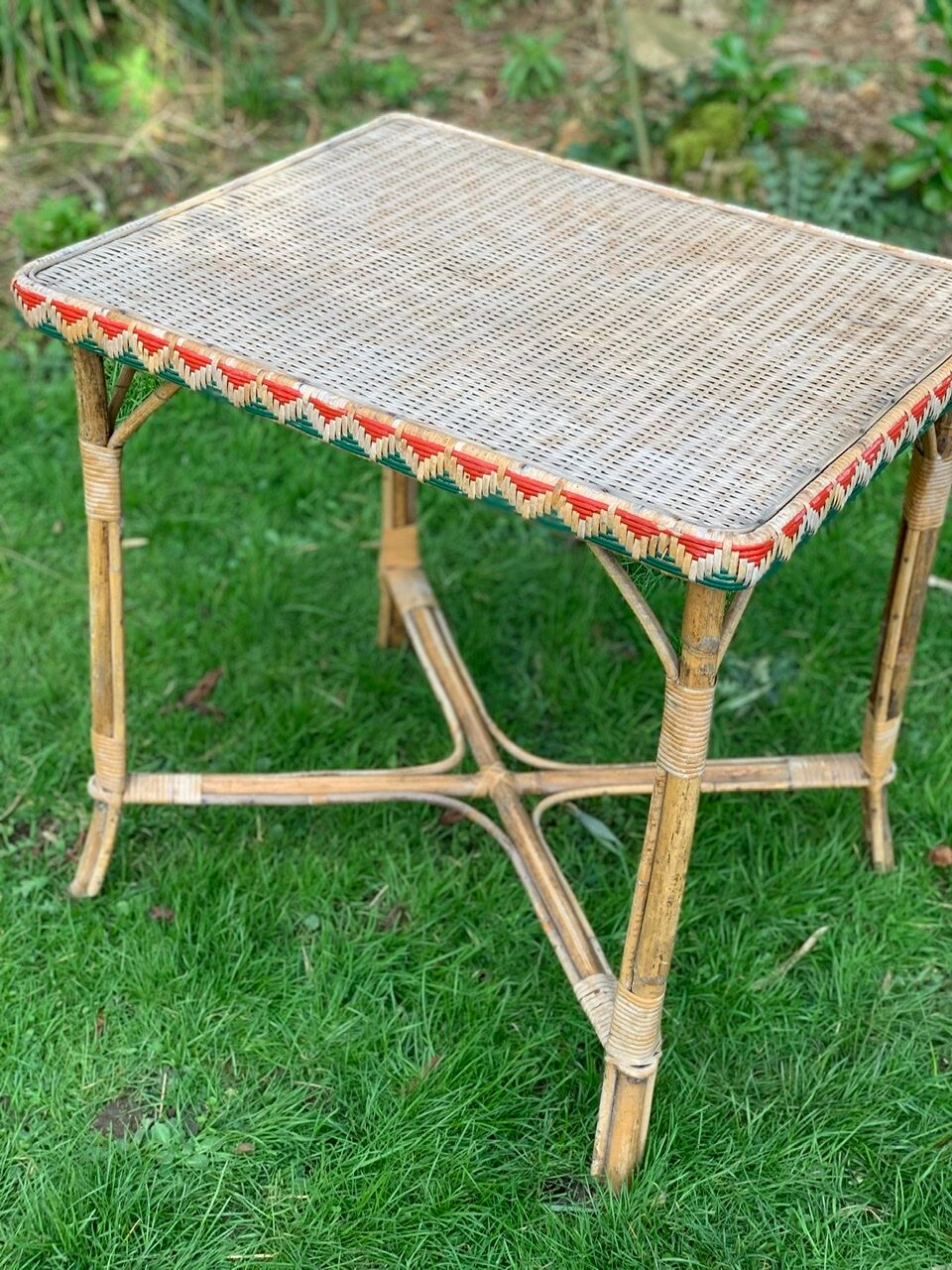 High wicker and rattan table