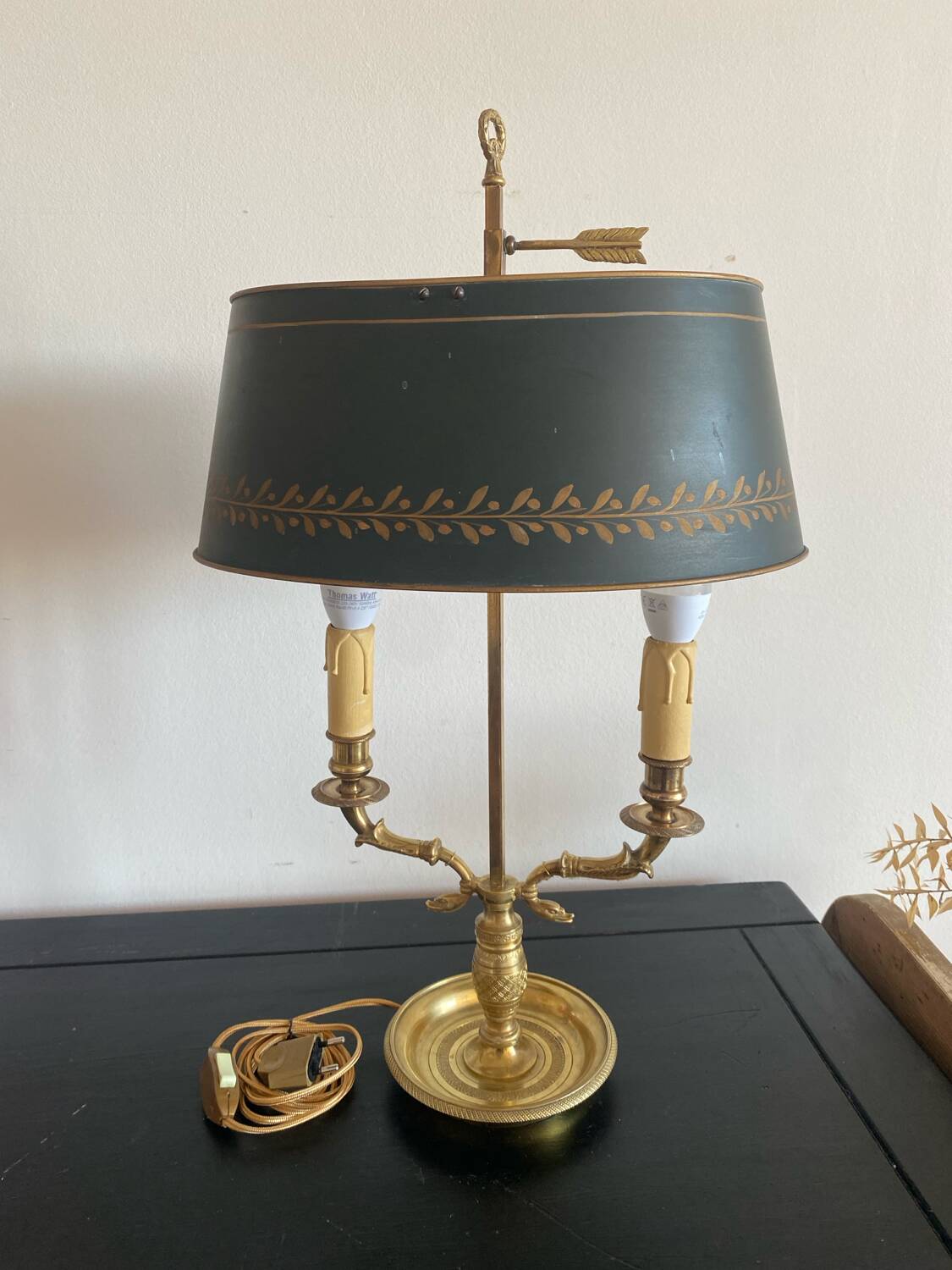 Lampe bouillotte 2 feux style empirique