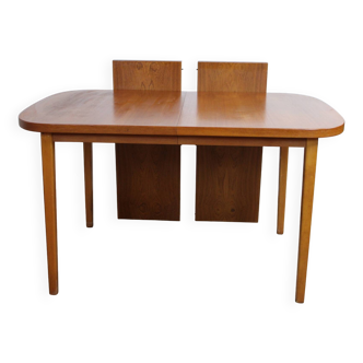 Table Scandinave vintage en teck 130 cm plus 2 rallonges 1960 Suède