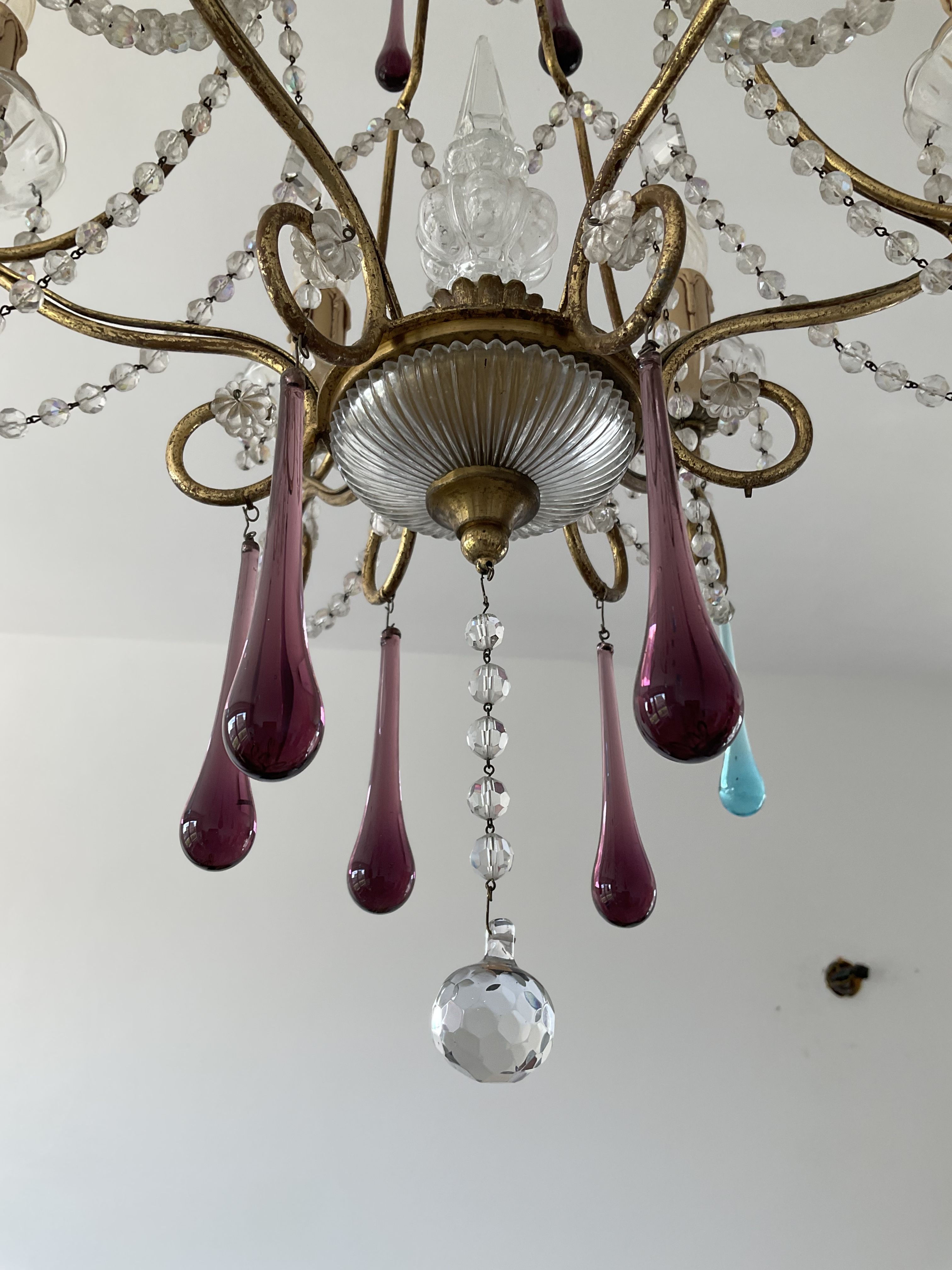 Italian chandelier of the 60s in De Murano glass
