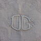6 rectangular towels, damask cotton, Lilas tint and monogrammed OG, art deco