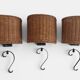 Spanish Mid-Century Wicker And Wrought Iron Wall Sconces, Three Available