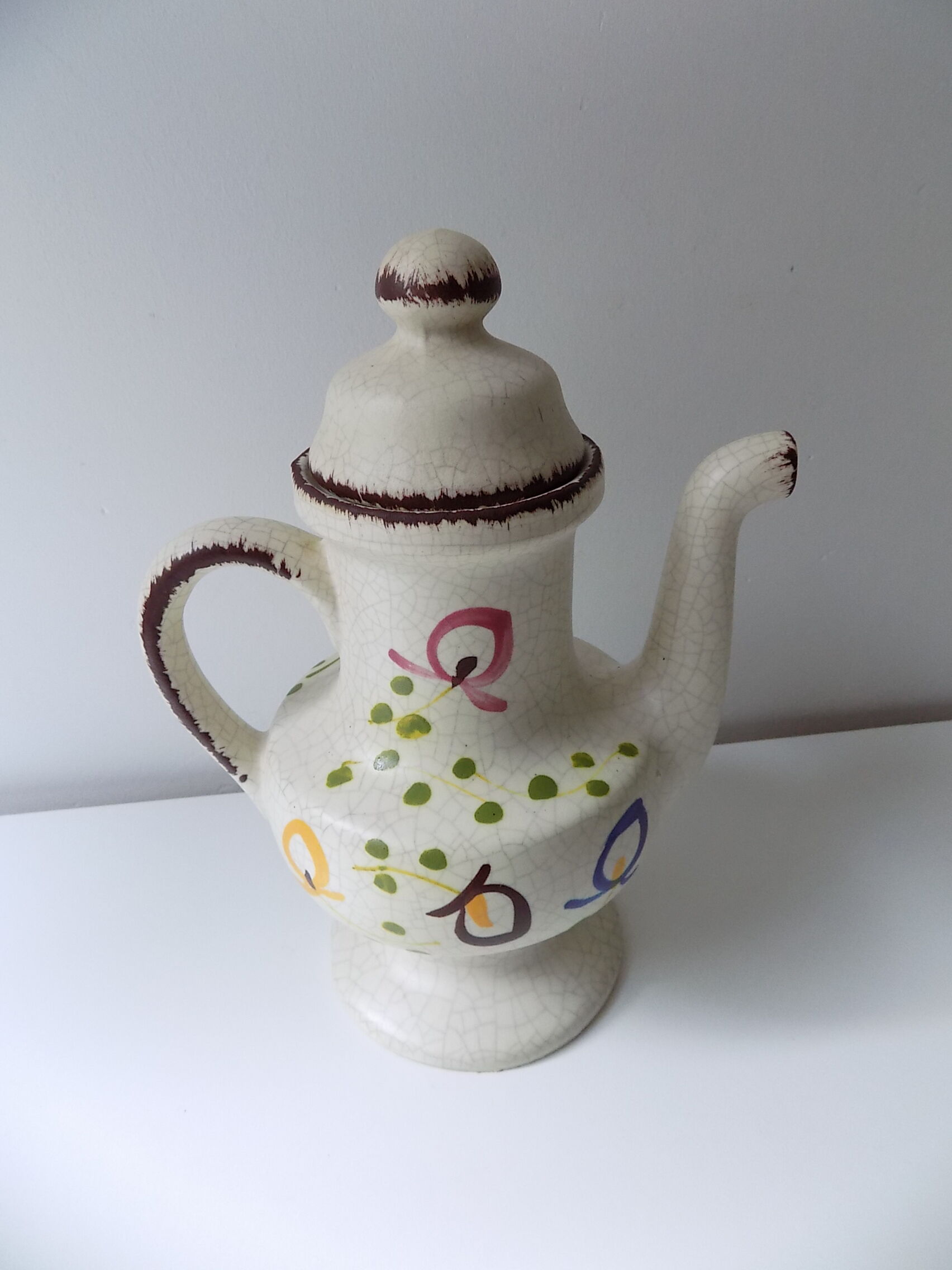 Vintage Puisaye stoneware pitcher
