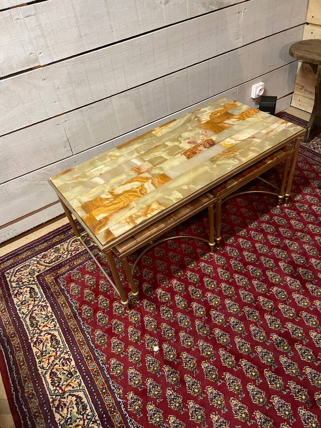 Nesting coffee table in onyx, 70s/80s design