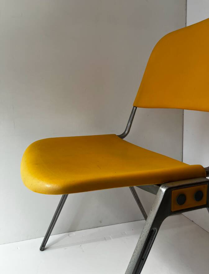 Vintage yellow metal chair Don Albinson for Knoll