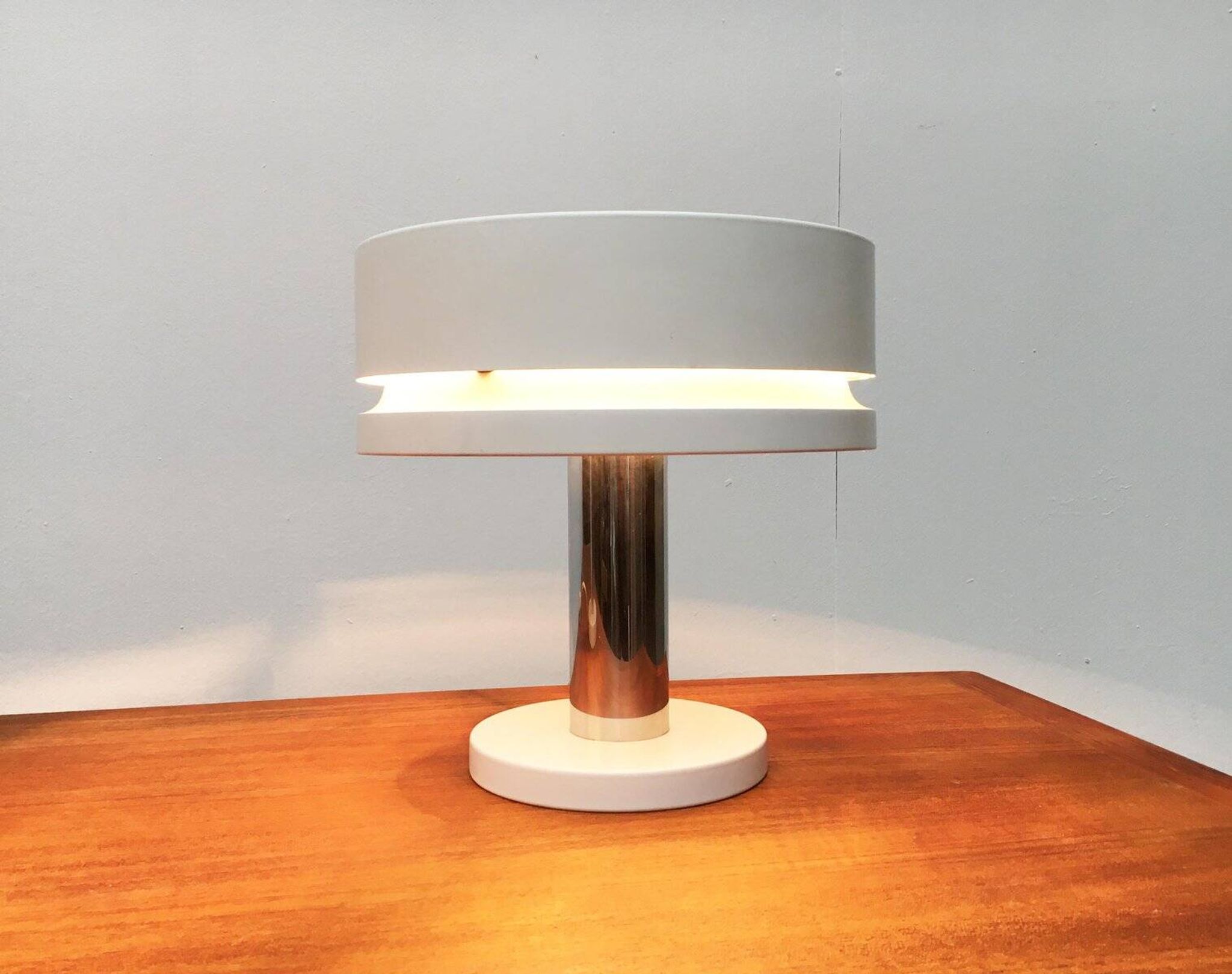 Minimalist table lamps from the German mid-century space age by Kaiser Idell / Kaiser Leuchten, 1960s, set of 2.