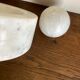 Space Age XXL ashtray in white marble, Italian design 1970.