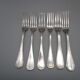 Set of 6 antique silver metal forks mismatched for a chic table