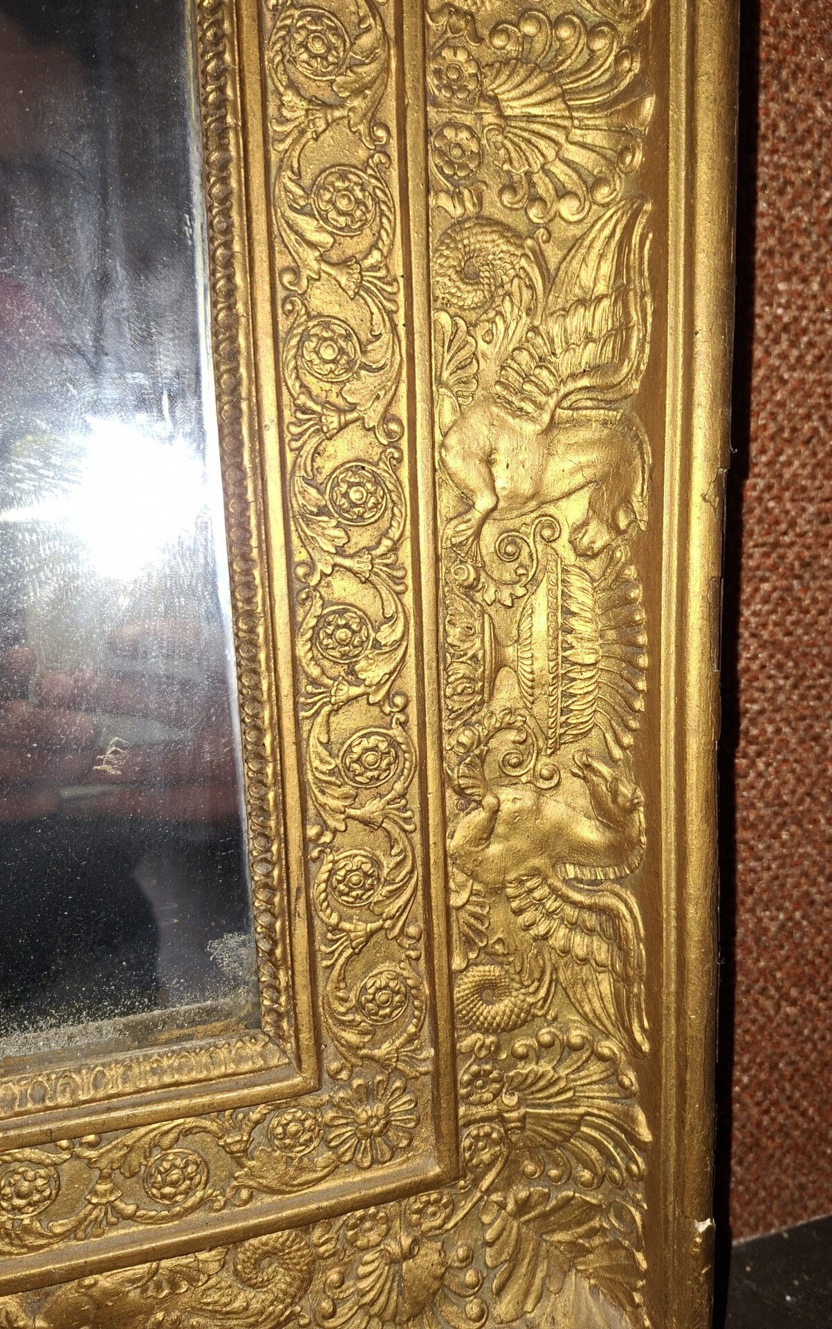 Large Empire period fireplace mirror