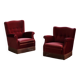 Pair of modern Danish lounge chairs, cherry red velvet, 1950s