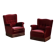 Pair of modern Danish lounge chairs, cherry red velvet, 1950s
