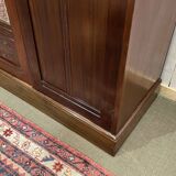 19th-century English mahogany three-door wardrobe.