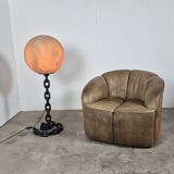 Brutalist iron chain and fiberglass floor lamp, Netherlands 1960s