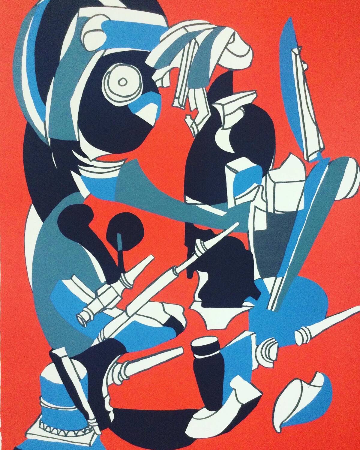 Surrealist composition. Lithograph by Vic GENTILS 1919-1997.