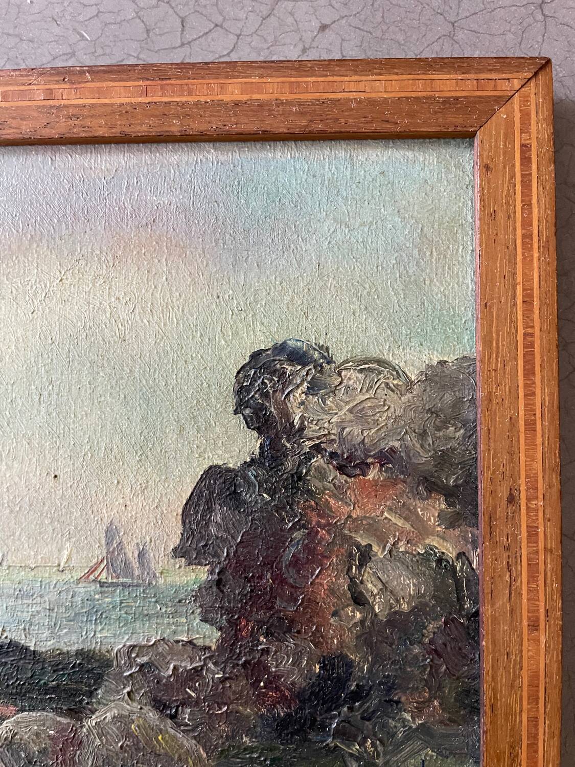 Animated marine painting of a boat at the end of the 19th century and the beginning of the 20th century