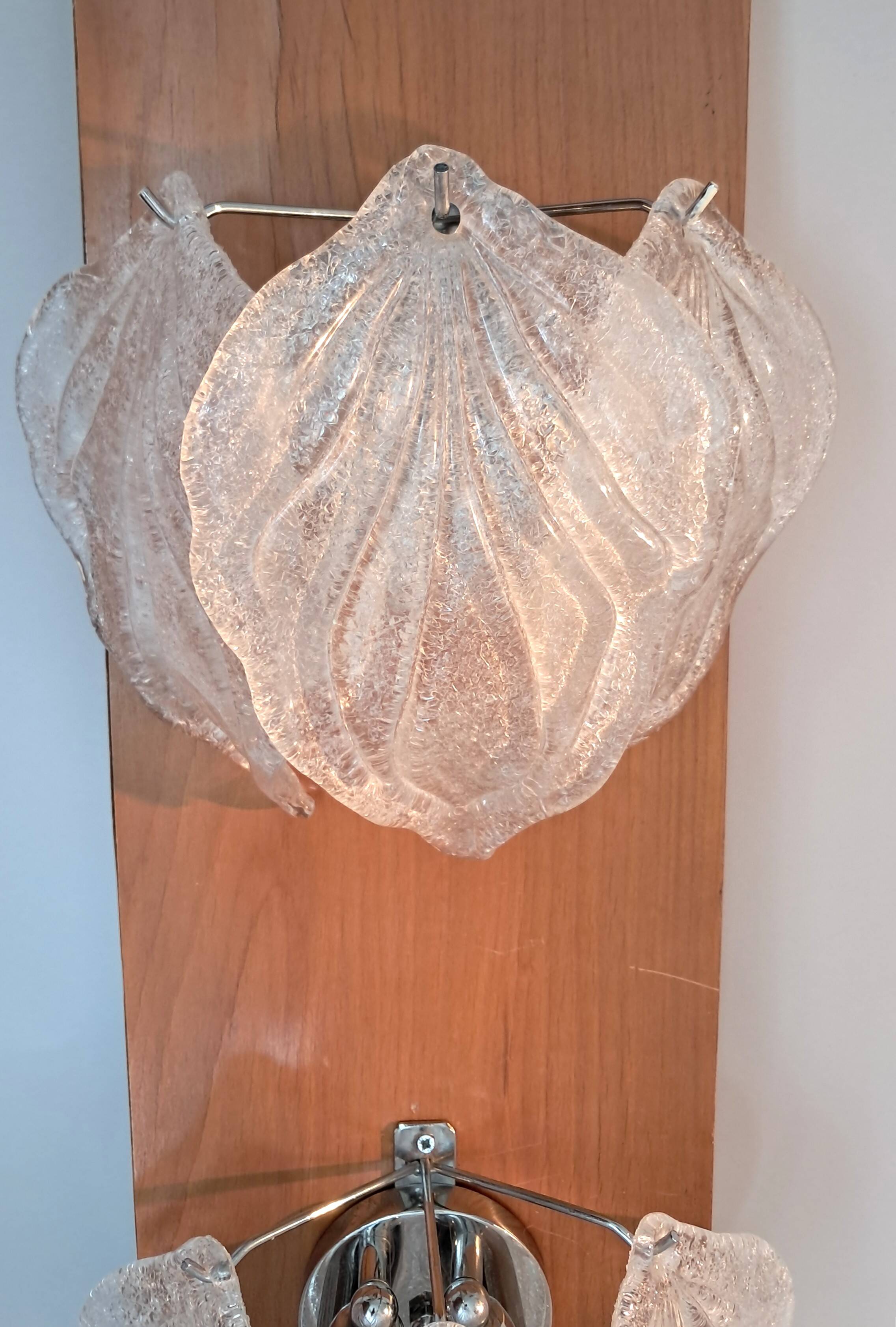Pair of Novaresi 2-light Murano glass wall lights, Milan 1970.
