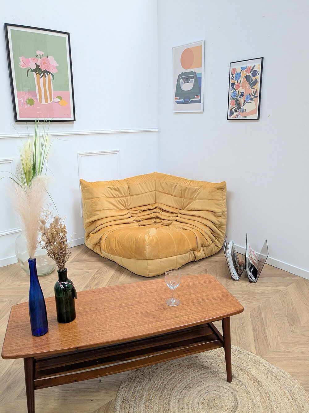 Vintage yellow angle Togo by Michel Ducaroy
