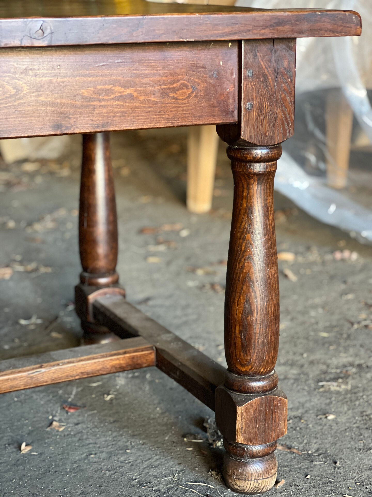 Antique turned leg farmhouse table