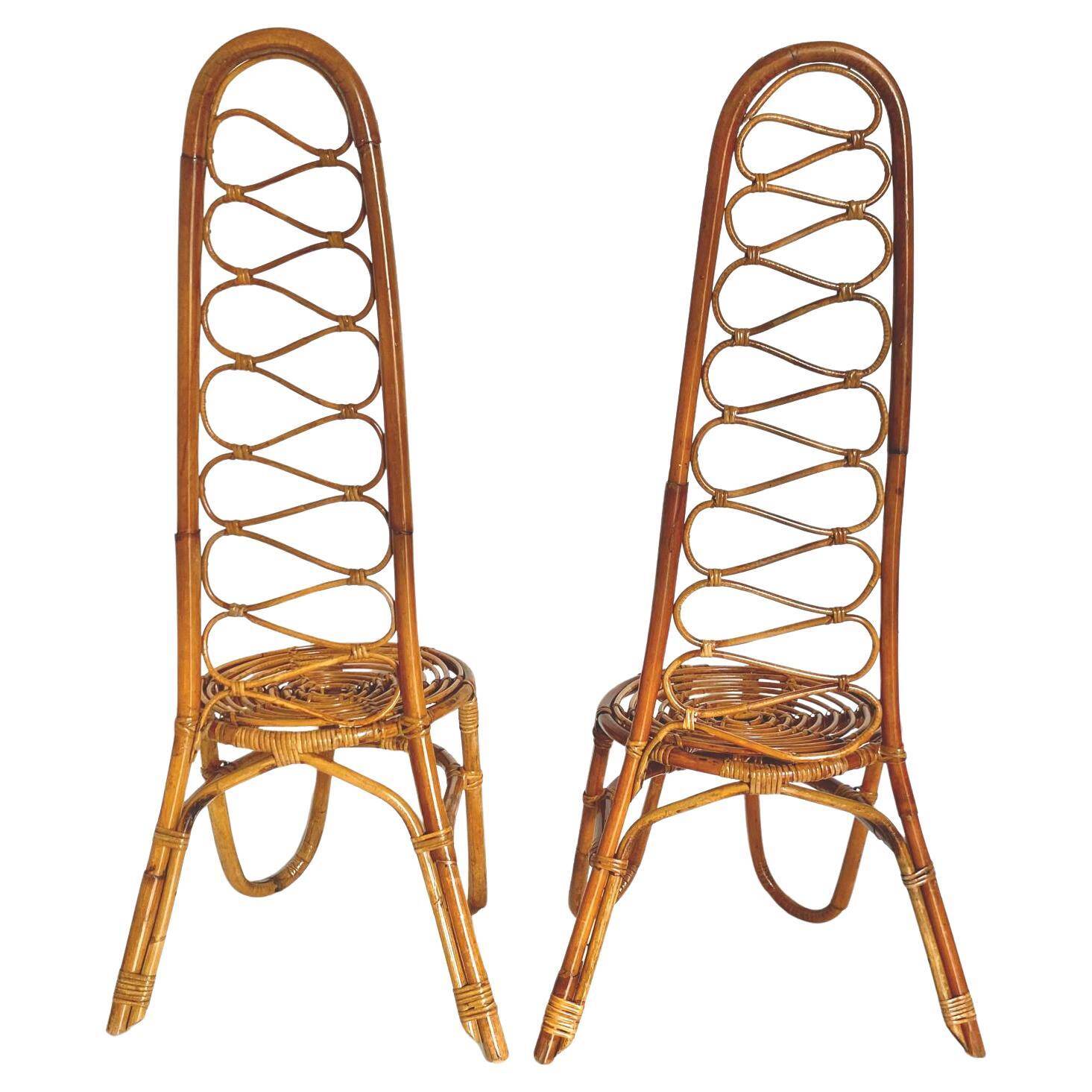 Mid Century Modern Bonacina Bamboo Chairs, set of two, Italy 1960s