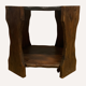 Brutalist Wabi Sabi oak carved side table, 1960s