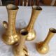 Mid-Century Italian Brutalist Cast Brass Solifleur Vases – Set of 4